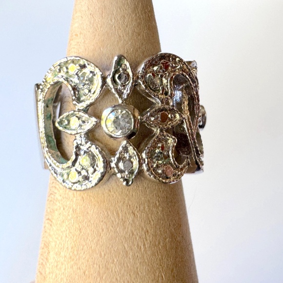 Filagree Ring sz 6, sparkle rhinestone silver - Picture 7 of 8